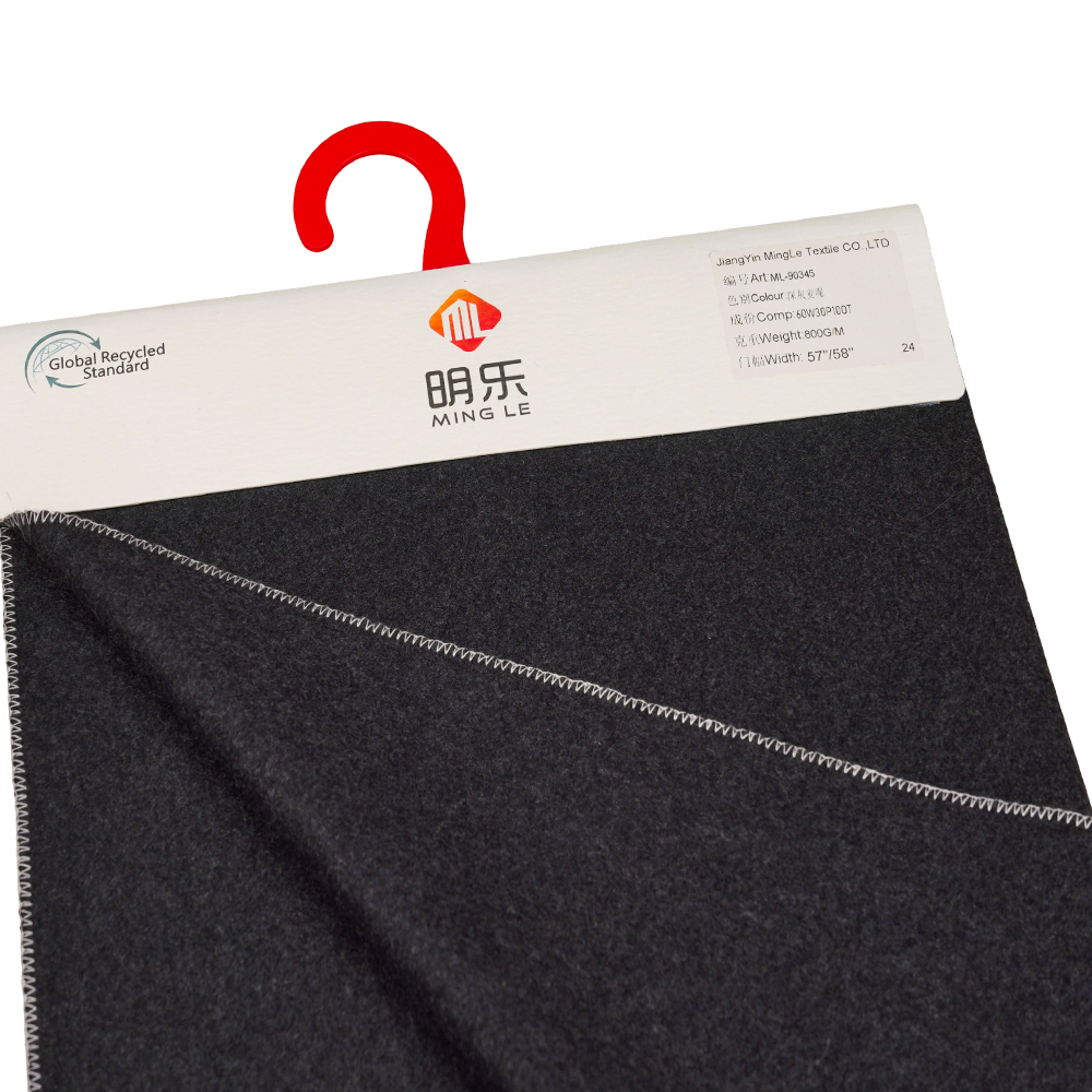 60% lână, 30% poliester, 10% alte fibre, 800G/M, gri închis, Melton ML-90345