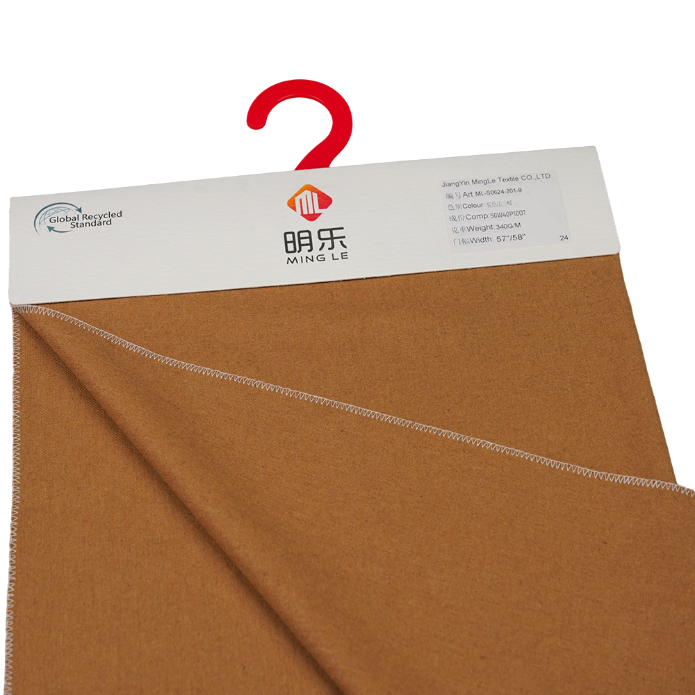 50% lână, 40% poliester, 10% alte fibre, 340G/M, cămilă, țesătură de flanel, ML-S0624-201-9