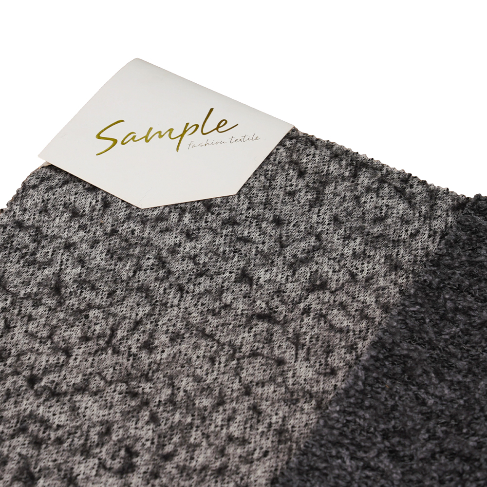 40% lână, 60% poliester, 750G/M, negru și gri, țesătură de lână tricotată Bali, ML-70165440-75