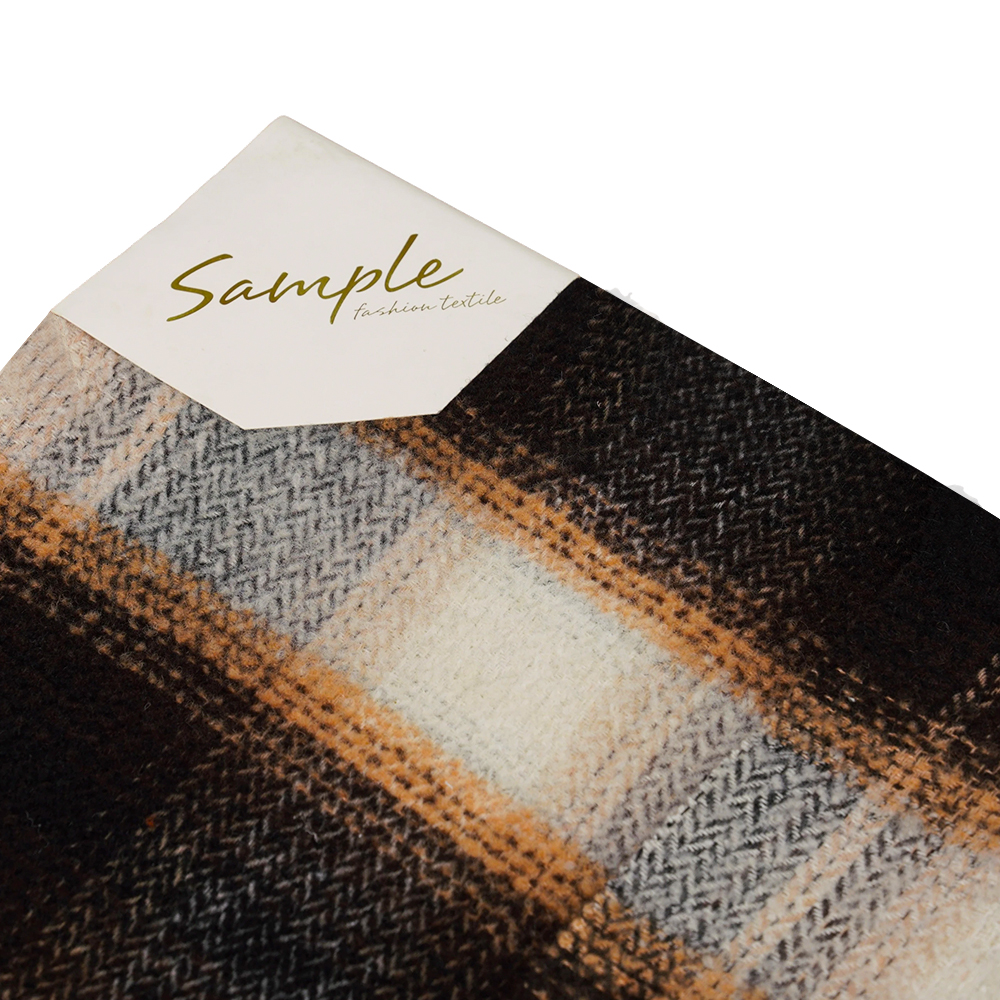 40% lână, 60% poliester, 540G/M, alb și negru, țesătură tweed circulară, ML-8021071