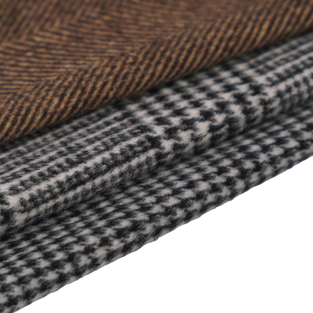 30% lână, 60% poliester, 10% alte fibre, 610G/M, alb și negru, țesătură pentru acoperire cu o singură față în carouri, ML-20001