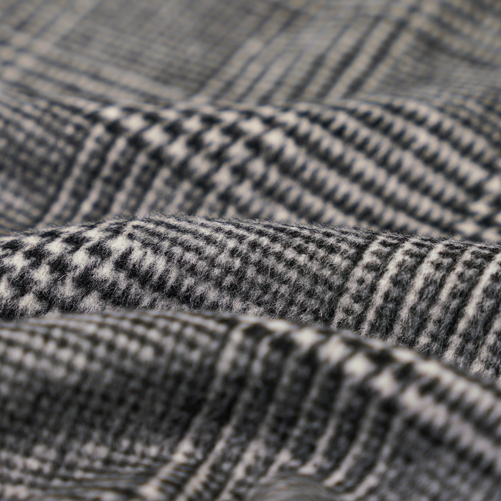 30% lână, 60% poliester, 10% alte fibre, 610G/M, alb și negru, țesătură pentru acoperire cu o singură față în carouri, ML-20001