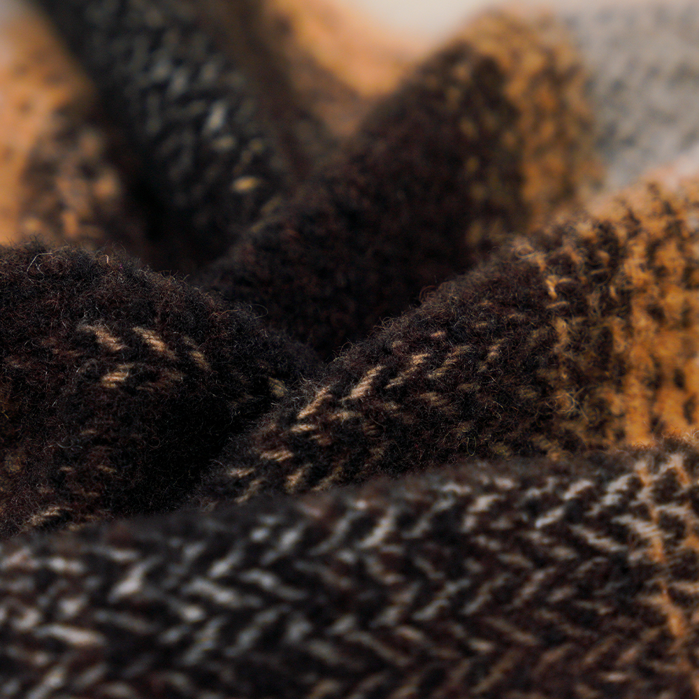 40% lână, 60% poliester, 540G/M, alb și negru, țesătură tweed circulară, ML-8021071