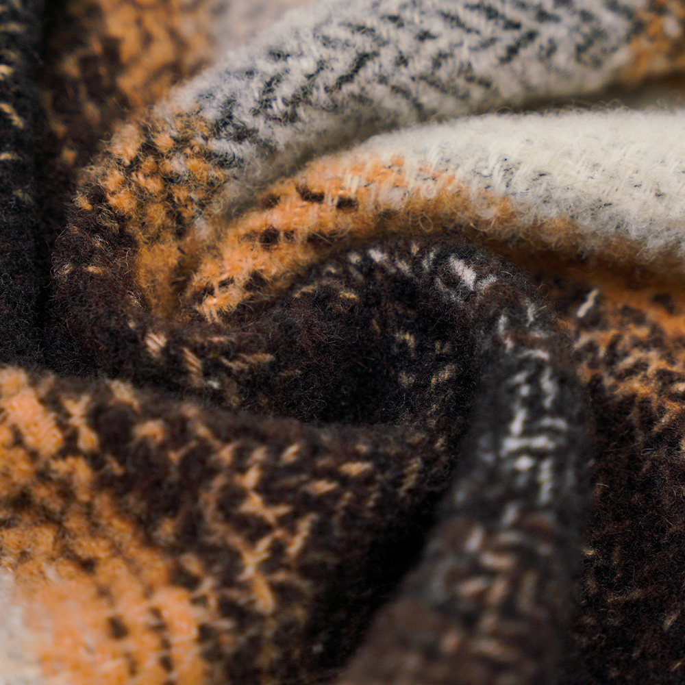 40% lână, 60% poliester, 540G/M, alb și negru, țesătură tweed circulară, ML-8021071